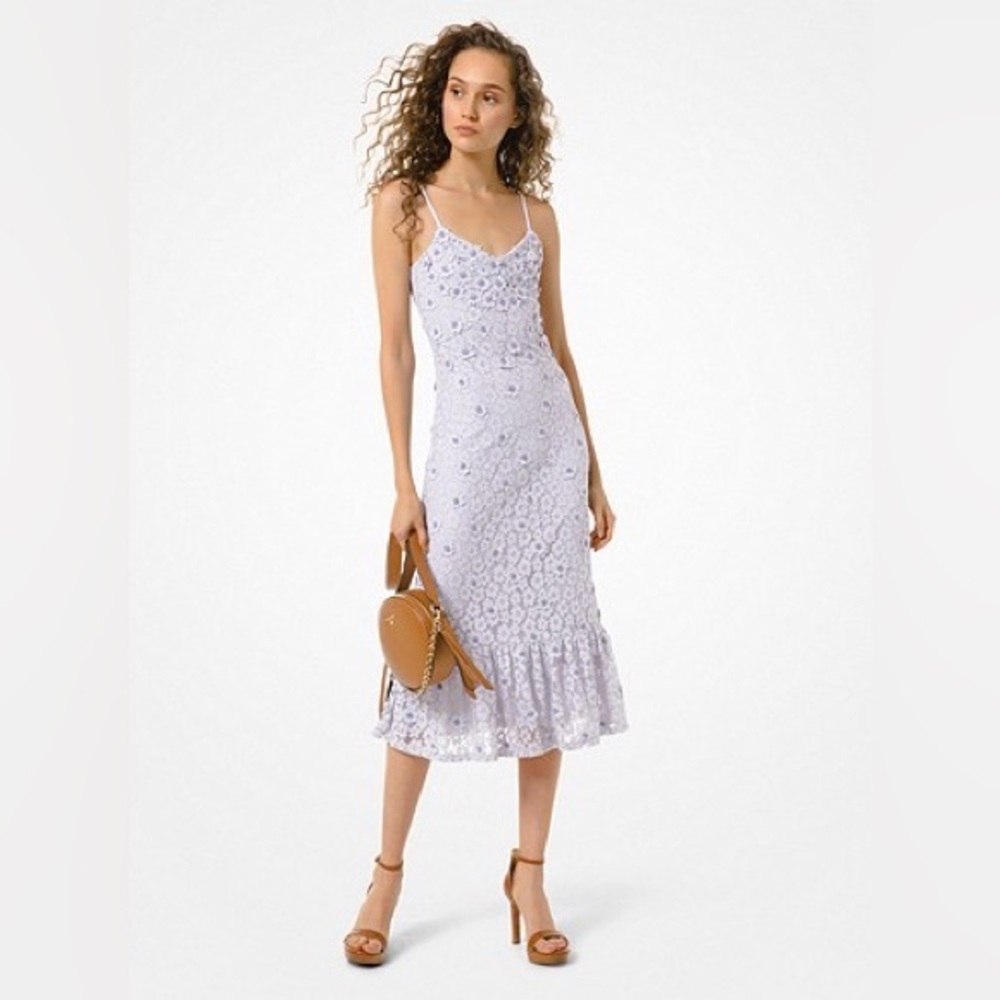 NWT Michael Kors embellished lace dress in lavender mist (purple)